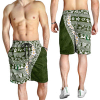 Hawaii Plumeria Tribal Vintage Shorts for Men Special Green LT03 - Polynesian Pride