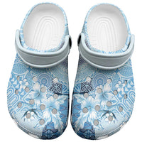 Hawaii Tapa Pattern With Blue Hibiscus Clogs Shoes - Polynesian Pride