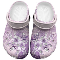 Hawaii Tapa Pattern With Violet Hibiscus Clogs Shoes - Polynesian Pride