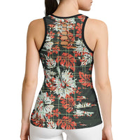 Hawaii Tartan With Hibiscus Hollow Tank Top Polynesian Pattern Vintage LT9 - Polynesian Pride