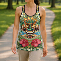 Hawaii Tiki Mask Personalized Hollow Tank Top Mele Kalikimaka i Iulai! LT9 - Polynesian Pride