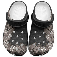 Hawaii Tropical Flowers and Leaves Clogs Shoes Tapa Pattern Grayscale Mode LT03 Grey - Polynesian Pride