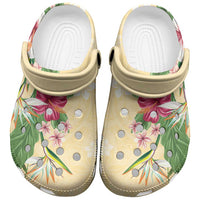 Hawaii Tropical Flowers Clogs Shoes Polynesian Tattoo Buttermilk