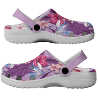 Hawaii Tropical Flowers Clogs Shoes Polynesian Tattoo Lavender LT05 - Polynesian Pride