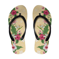 Hawaii Tropical Flowers Flip Flops Polynesian Tattoo Buttermilk LT05 Beige - Polynesian Pride