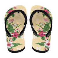 Hawaii Tropical Flowers Flip Flops Polynesian Tattoo Buttermilk LT05 - Polynesian Pride