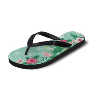Hawaii Tropical Flowers Flip Flops Polynesian Tattoo Mint Green LT05 - Polynesian Pride