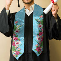 Hawaii Tropical Flowers Graduation Stole Sky Blue Polynesian Tattoo Art LT05 - Polynesian Pride
