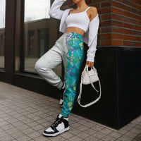 Hawaii Tropical Plant Teal Jogger Pants Vibrant Polynesian Pattern LT01 - Polynesian Pride