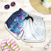 Hawaii Tropical Plant UliUli Shorts for Women Vibrant Polynesian Pattern LT01 Blue - Polynesian Pride