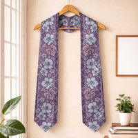 Hawaii Vintage Violet Hibiscus Tapa Pattern Graduation Stole LT05 One Size Violet - Polynesian Pride
