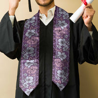 Hawaii Vintage Violet Hibiscus Tapa Pattern Graduation Stole LT05 - Polynesian Pride
