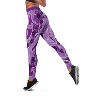 Hawaii Violet Hibiscus Pikake Lei Leggings - Polynesian Pride