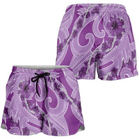 Hawaii Violet Hibiscus Pikake Lei Shorts for Women - Polynesian Pride
