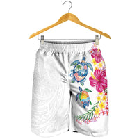 Hawaiian Abstract Art Turtles Shorts for Men with Plumeria and Hibiscus LT03 - Polynesian Pride