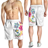 Hawaiian Abstract Art Turtles Shorts for Men with Plumeria and Hibiscus LT03 - Polynesian Pride