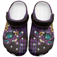 Hawaiian Abstract Sea Turtle Clogs Shoes Polynesian Tapa Art and Kakau Tattoo Purple WaterColor - Polynesian Pride