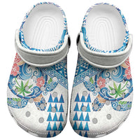 Hawaiian Abstract Sea Turtle Clogs Shoes Polynesian Tapa Art and Kakau Tattoo White WaterColor - Polynesian Pride