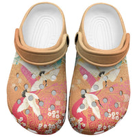 Hawaiian and Japanese Culture Together Clogs Shoes Kakau Art Tattoo with Cranes and Sakura Spring Vibe - Polynesian Pride