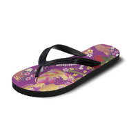 Hawaiian and Japanese Culture Together Flip Flops Kakau Tribal Pattern and Irezumi Art Purple Color LT03 - Polynesian Pride