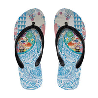 Hawaiian and Japanese Culture Together Flip Flops Tropical Honu with Japanese Elements Blue Color LT03 Blue - Polynesian Pride