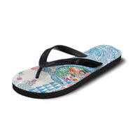 Hawaiian and Japanese Culture Together Flip Flops Tropical Honu with Japanese Elements Blue Color LT03 - Polynesian Pride