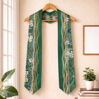 Hawaiian Art Flower Tribal with Lei Graduation Stole Palaka Pattern Green Color LT03 One Size Green - Polynesian Pride