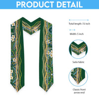 Hawaiian Art Flower Tribal with Lei Graduation Stole Palaka Pattern Green Color LT03 - Polynesian Pride