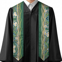 Hawaiian Art Flower Tribal with Lei Graduation Stole Palaka Pattern Green Color LT03 - Polynesian Pride