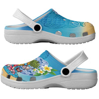 Hawaiian Funny Pineapple Surfing Clogs Shoes Beach with Tribal Kakau and Plumeria LT03