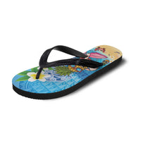 Hawaiian Funny Pineapple Surfing Flip Flops Beach with Tribal Kakau and Plumeria LT03 - Polynesian Pride