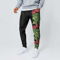 Hawaiian Hibiscus Plumeria Jogger Pants Tropical Leaves LT01 - Polynesian Pride
