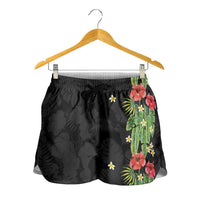 Hawaiian Hibiscus Plumeria Shorts for Women Tropical Leaves LT01 - Polynesian Pride