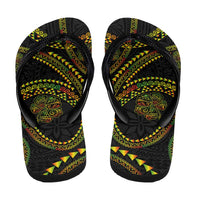 Hawaiian Kakau Art and Hisbiscus Tattoo Flip Flops Tribal Pattern-Reggae Style - Polynesian Pride