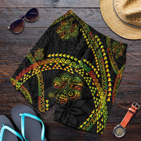 Hawaiian Kakau Art and Hisbiscus Tattoo Shorts for Men Tribal Pattern-Reggae Style LT03 Black - Polynesian Pride