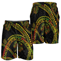 Hawaiian Kakau Art and Hisbiscus Tattoo Shorts for Men Tribal Pattern-Reggae Style LT03 - Polynesian Pride