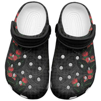 Hawaiian Kakau Art Clogs Shoes Taro Leaves with Ohia Lehua and Pakala Pattern LT03 Black - Polynesian Pride