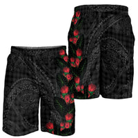 Hawaiian Kakau Art Shorts for Men Taro Leaves with Ohia Lehua and Pakala Pattern LT03 - Polynesian Pride