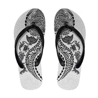 Hawaiian Kakau Tribal Sea Animals Tattoos Flip Flops White Color LT03 White - Polynesian Pride