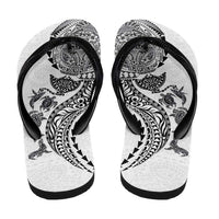 Hawaiian Kakau Tribal Sea Animals Tattoos Flip Flops White Color LT03 - Polynesian Pride