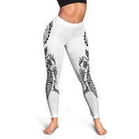 Hawaiian Kakau Tribal Sea Animals Tattoos Leggings White Color LT03 - Polynesian Pride