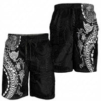 Hawaiian Kakau Tribal Sea Animals Tattoos Shorts for Men Black Color