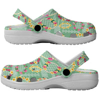 Hawaiian Leis Clogs Shoes Kakau Tattoos and Palaka Pastel Green Color LT03 - Polynesian Pride