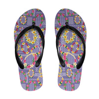 Hawaiian Leis Flip Flops Kakau Tattoos and Palaka Pastel Purple Color LT03 Purple - Polynesian Pride