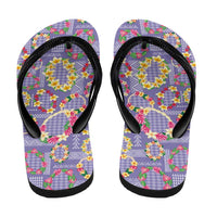 Hawaiian Leis Flip Flops Kakau Tattoos and Palaka Pastel Purple Color LT03 - Polynesian Pride