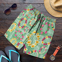 Hawaiian Leis Shorts for Men Kakau Tattoos and Palaka Pastel Green Color LT03 Green - Polynesian Pride