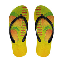 Hawaiian Mango Flip Flops Polynesian Art Pattern and Kakau Tattoo LT03 Yellow - Polynesian Pride