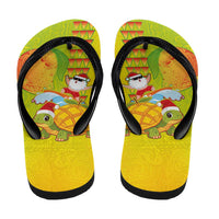 Hawaiian Mango Mele Kalikimaka Flip Flops Santa Claus Surfing with Mango Christmas Turtle LT03 - Polynesian Pride