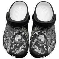 Hawaiian Manta Ray Tribal Clogs Shoes Polynesian Art Motifs Black Color