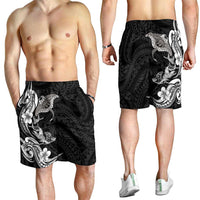 Hawaiian Manta Rays Shorts for Men Tribal Hibiscus Polynesian Tattoos Black Color LT03 - Polynesian Pride